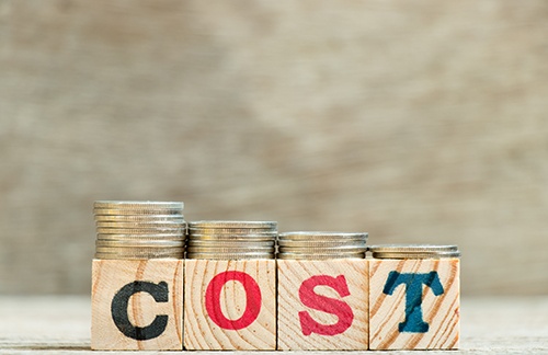 Cost written on wooden blocks